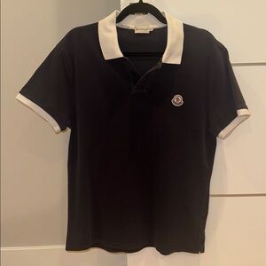 Moncler Men’s Dark Blue Polo with White Trim size L